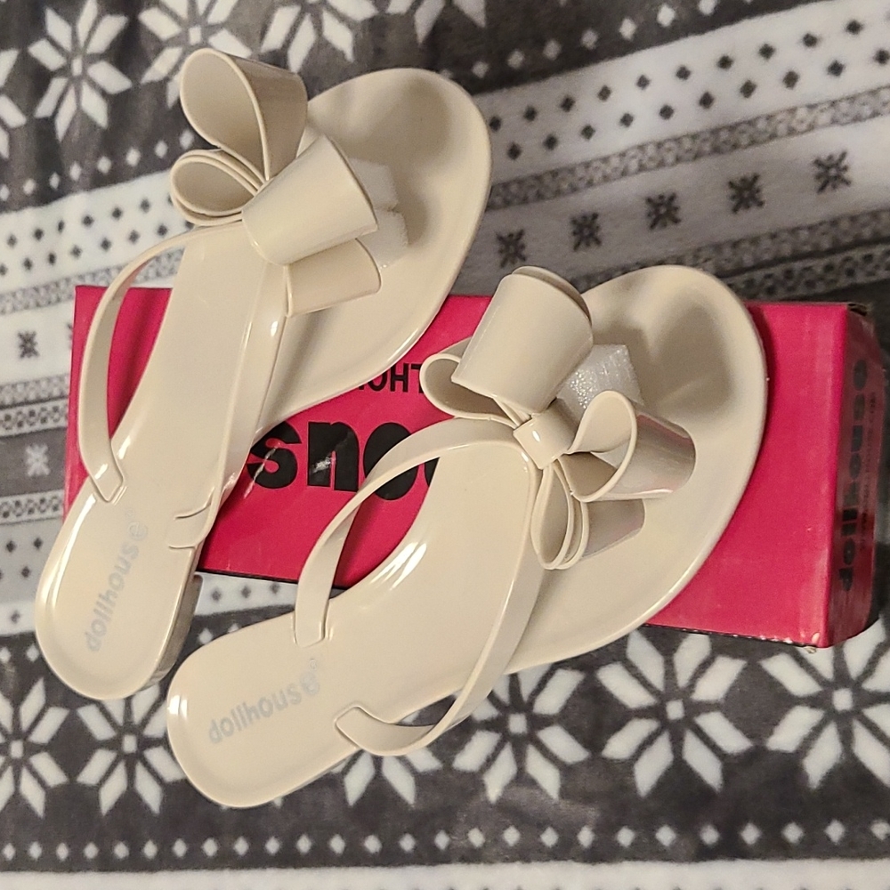 Dollhouse Jelly Bow Nude Flip Flop